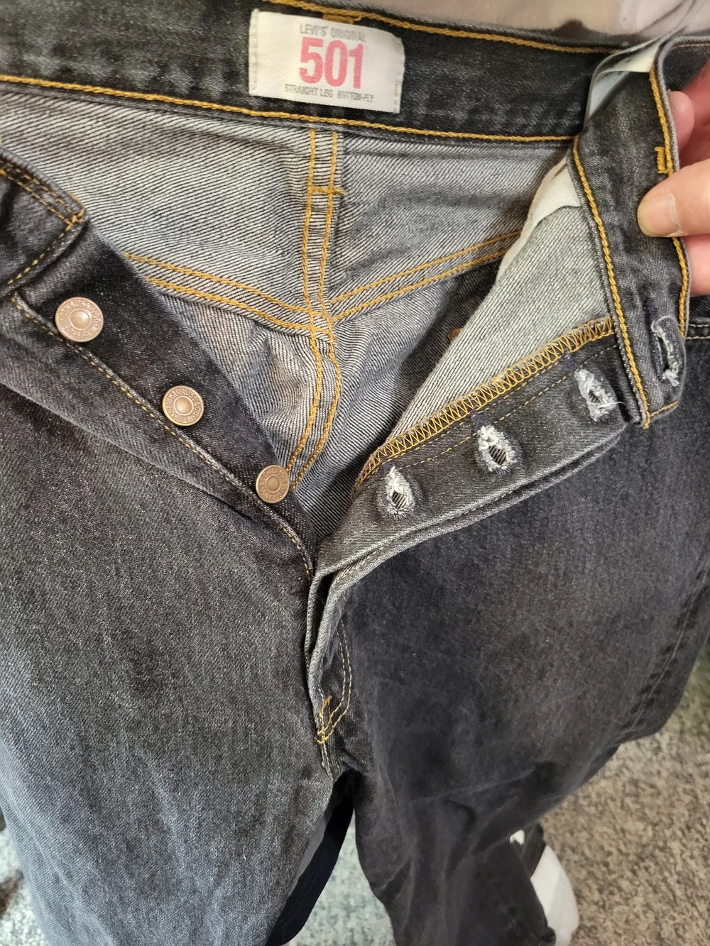 Levi's 501 Straight Fit Men’s Jeans - Dark Grey/Black Denim Button Fly